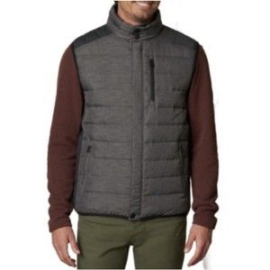 PrAna Grahm Down Vest Men's XL Grey Puffy Insulated Puffer Zipper Button Up